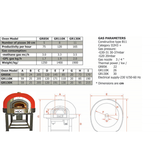 Traditional Style Gas Pizza Oven with Rotating Base GRK Silicone